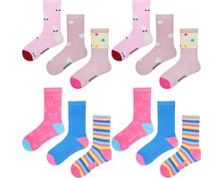 Kindersokken 12 paar - Meisjes - Roze - Blauw - Maat 23-26