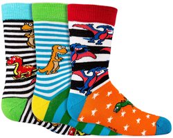 Kindersokken 23-26 | Grappige sokken | Print: Dino | Kleur: Diverse kleuren | 6 paar voordeelbundel | zachte teennaad