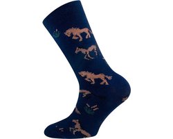 Kindersokken Donkerblauw met Paarden - 35/38