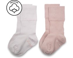KipKep Baby sokken bio Blijf-Sokken - Maat 12-18 maanden - mauve - zakken niet af - stay-on-socks - roze