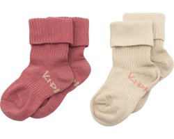 KipKep Babysokjes Rood: bio Blijf-Sokjes - Maat 6-12 mnd - Dusty Clay - 2 paar - zakken niet af