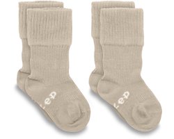 KipKep Blijf-Sokjes - Cookie - 0-6 maanden - baby sokjes - 2 paar - zakken niet af - biologisch katoen - beige
