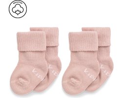 KipKep Blijf-Sokjes - prematuur newborn - Mauve - 2 paar - baby sokjes die niet afzakken - biologisch katoen - roze - 0 maanden