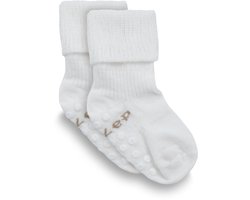 KipKep Blijf-Sokken Antislip - OffWhite - baby peuter sokken - Maat 12-18 maanden - schoenmaat 19-22 - Wit - 1 paar - zakken niet af - Stay-on-Socks - biologisch katoen, GOTS