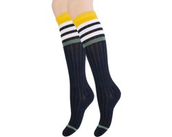 Kniekous - Rib - Gestreept - Zwart - Maat 23-26