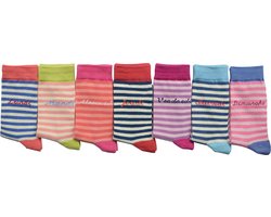 Meisjes sokken 7-paar - Ecole - maat 31/34 - verschillende kleurtjes - hoogwaardige katoen - Multipak