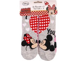 Minnie Mouse - Sokken - Roze/Grijs - Duopack - maat 31-34