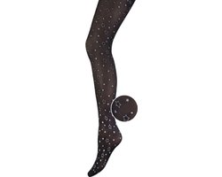 Panty meisjes - Glitter - Sterren - Zwart/Zilver - Maat 98/104