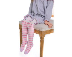 RobyKris Kids Trendy Maillot met strepen en uil - Katoen - Wit - Maat 104-110