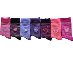 SMILEY Girl multipack sokken Attitude - meisjes 7 paar kousen - geschenkset - 35/38