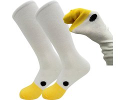 Sokken met Eendenkop Snavel & Oog - maat 33-36 - Grappige sokken voor kinderen met vogel - Sokpop/Dieren/Eend