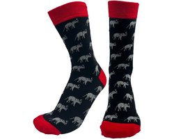 Sokken met Olifanten - Sokken zwart/rood maat 36/41 - Dames