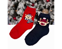 Warme Kids Kerst Sokken 2 stuks -Maat 27-30 Kerst sokken voor wintermaanden - Youhomy sokken Happy Christmas wintersokken Antislip kinderen, Meisjes, Jongens| Cadeauset voor Kerstavond| Kerstdagen