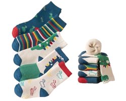 Warme kindersokken - Warme sokken - Wintersokken voor meisjes - Dikke sokken met dierenprint - Unisex - 5 paar - Maat M