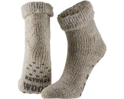 Wollen huis sokken anti-slip voor kinderen beige maat 27-30 - Slofsokken jongens/meisjes