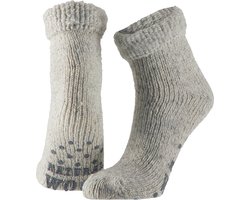 Wollen huis sokken anti-slip voor kinderen grijs maat 31-34 - Slofsokken jongens/meisjes