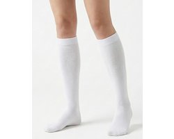 Yellowmoon kinder/dames kniekous 1 paar - Hoge katoeken sokken - 42 - Wit
