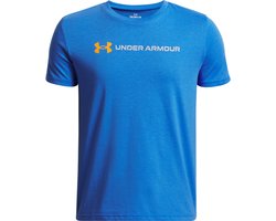 Under Armour UA B LOGO WORDMARK SS Unisex Sportshirt - Blauw - Grijs