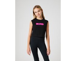 Björn Borg Cropped Top Sportshirt Kinderen Meisjes - Sportshirt zonder mouwen - Zwart - Maat 170