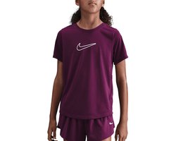Nike One Fitted Dri-FIT Short-Sleeve Top - Bordeaux/white - Maat XL (158/170) - Kids
