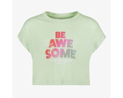 Osaga cropped meisjes sport T-shirt met opdruk groen - Maat 152