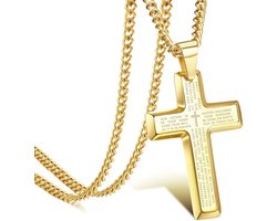 14K Gold Cross Ketting voor Mannen - Klassieke Christelijke Sieraden met 61CM Lengte