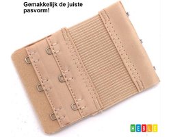 *** 3x Verlengstukje voor BH - 3-Pack Beige - BH verlengstuk - 3Haaks - Multipack Verlengstuk - BH verbreden - van Heble® ***