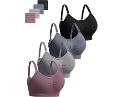 4-pack naadloze draadloze bh's voor vrouwen - comfortabele volledige dekking en ondersteuning met verwijderbare padding