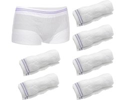 6 stuks wasbare broekjes, postpartumslipjes, elastisch en ademend, wegwerp-broek, hoge snit, voor reizen, na de geboorte, hotels (wit)