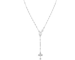 925 Sterling Zilver of 18Kt Geel Goud Over Zilver Rozenkrans Bead Cross Y Ketting voor Vrouwen en Mannen, 50 cm