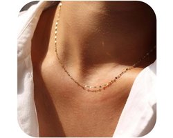 925 Zilveren Ketting Dames met 14K Goud Vergulding - Schakel- en Singapore Stijl