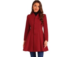 Allecto - Dameswinterjas - A-lijn - Rood - Lange mouwen - Winterjas - Geschikt voor dames - Ruches - Elegante knoopsluiting