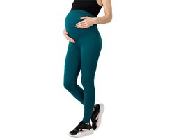 Be Mammy BE-BE20-283-LE Dames Zwangerschapsleggings - Lang - Katoen - Elasthan - Yogabroek - Smaragdgroen - 3XL