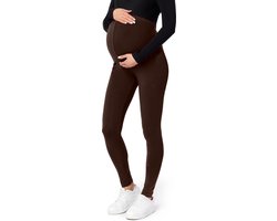Be Mammy BE-Leggings-02 Dames Zwangerschapsleggings - Lang - Viscose - Elasthan - Bruin - 3XL