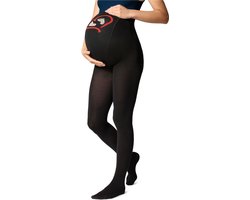 Be Mammy Dames Panty - Zwangerschapspanty - 150 DEN - Medium gloss - Katoen - BE-GI-1122 - Zwart Patroon-001 - L