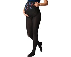 Be Mammy Dames Panty - Zwangerschapspanty - 150 DEN - Medium gloss - Katoen - BE-GI-1122 - Zwart Patroon-002 - L