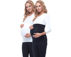 Be Mammy Dames Zwangerschapsbuikband - Zwanger - Viscose - 2Pack - BE-BE20-169-BB-2pack - Zwart/Wit - 40/42
