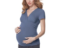 Bellivalini Dames Positie - Shirt Met Borstvoedingsfunctie – Jeans – XL - BLV-BLV50-123-BL