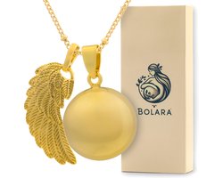 Bolara Zwangerschapsketting met Babybel - Goudkleurig met Vleugel - 110cm + 5cm verstelbaar - Babyshower cadeau voor aanstaande moeders