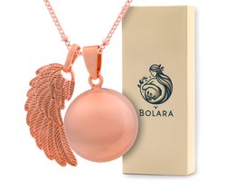 Bolara Zwangerschapsketting met Babybel - Rosé Goud met Vleugel - 110cm + 5cm verstelbaar - Babyshower cadeau voor aanstaande moeders