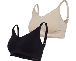 Carriwell Original Naadloze Voedingsbh zonder Beugel 2-Pack - Zwangerschapsbh - Zwart/Honey - S/M