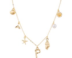 Charme Ketting voor Vrouwen - Gouden Schelp Letter Hangende Ketting - Boho Strand Sieraden voor Meisjes en Tieners