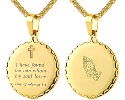 Christelijke Gebedsketting met Biddende Handen Medaillon RVS Hanger