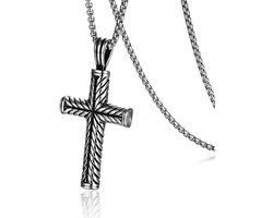 Christelijke kruis ketting voor heren van roestvrij staal, 60 cm