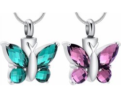Crematie Sieraad Urn Ketting met Vlinder Hanger voor As - Gedenkcadeau voor Vrouwen