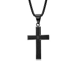 Cross Necklace Pendant voor Mannen en Vrouwen - Klassiek en Veelzijdig - 60cm Titanium Stalen Keten