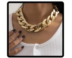 Cubaanse schakelketting choker voor vrouwen en meisjes - lichte dikke ovale halsketting - hiphop-sieraden