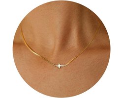 Dames Halsketting met Kruis in Goud en Zilverkleur - Fijne Kettingsieraden met Kleine Lagen