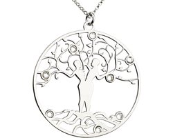 Damesketting met Levensboom hanger en Swarovski kristallen in 925 Zilver