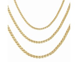 DJADEE Ketting, gevlochten ketting, goud, 24 karaat verguld, waterbestendig, hypoallergeen, 3, 4, 5 mm, hoogglans gepolijst